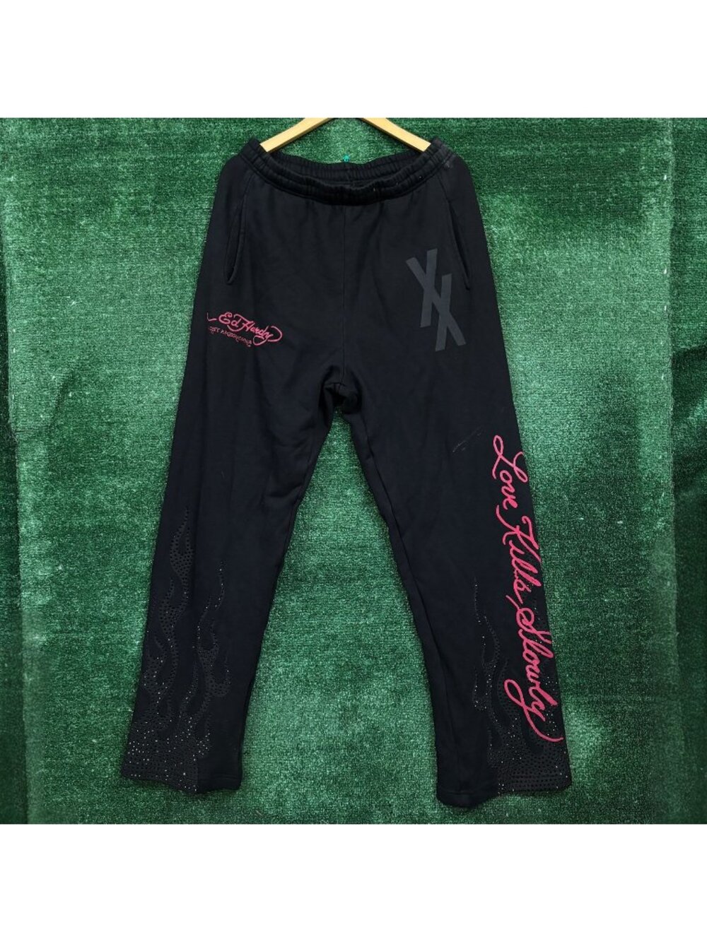 Ed Hardy x Machine Gun Kelly Lost Americana Rhinestone Joggers Size Large